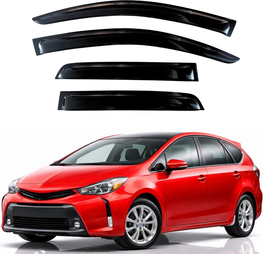 KPY Rain Guards Fit for 2012-2017 Toyota Prius V, Out-Channel Window Visors Vent Wind Deflectors 4PC, Car Accessories for 12-17 Prius V (Prius V Model Only)