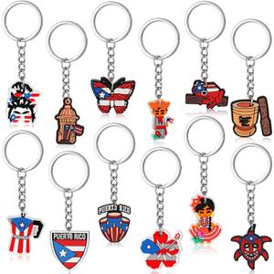Nosiny Puerto Rico Souvenirs PVC Keychain Charms Puerto Rican Keychains Gift Bulk for Women Men Travel Christmas Gift