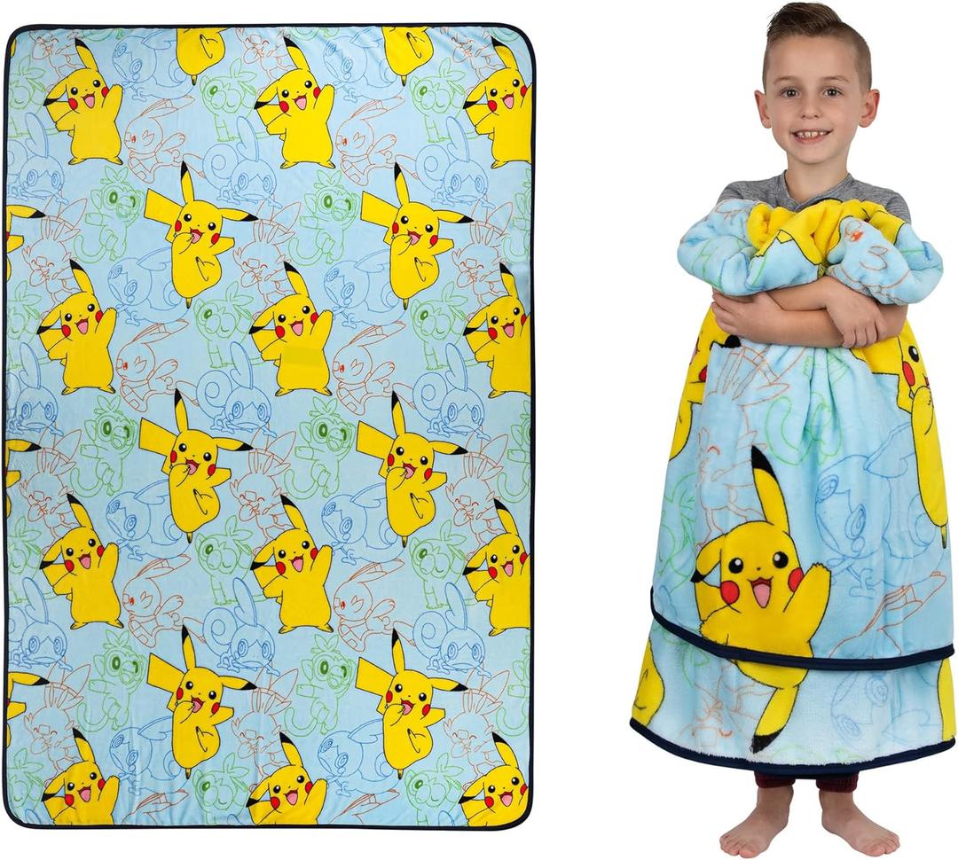 Franco Kids Bedding Super Soft Plush Throw Blanket, 62 in x 90 in, Pokemon 