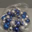 Christmas Ball Wreath 13" Xmas Wreaths Ornaments Glitter Thicken Shatterproof Garland Decoration for Door Wall Mantel Holiday Party Decor, Blue & Silver