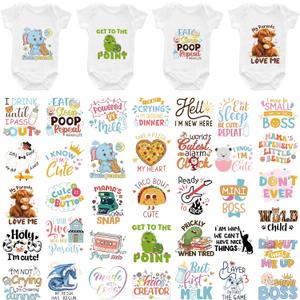 Fun Baby Iron on Transfers, 36 PCS Onesie Decorating Kit Baby Shower, Funny Heat Transfer Stickers, Iron on Decals for T Shirts Hoodie Bibs Bodysuit Clothing DIY Crafts