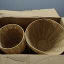 2 Pcs 20 in Tall Wicker Reversible Outdoor Planter Basket Boho Rattan Plant Pots Decorative Woven Flower Pots for Porch Home Patio Backyard Indoor Garden, Dual Size 12 Inch 8 Inch, 12 inches and 8 inches