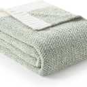 Snuggle Sac Heather Sage Green Blanket for Couch, Reversible Super Soft Knitted Blankets Warm Cozy Fuzzy Plush Throw Blankets for Sofa, Bed, Camping, Sage Green, 60x80 inches