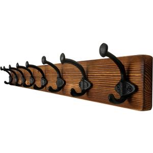 WEBI Rustic Coat Rack Wall Mount,35.43" Long 8 Cast Iron Coat Hooks Wall Mounted,Heavy Duty Wall Coat Hanger Hooks for Hanging Coats,Clothes,Jacket,Brown (35 Inch)