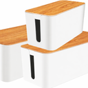 YUANYE Cable Management Box Cable Management Kit for Power Strip to Hide Wires,Cord Organizer Boxes,Safe ABS Material Wire Organizer of Cable Clips Sleeve for Home & Office,3Pack128PCS/White