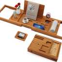 Yirilan Teak Bathtub Tray for Tub, Bath Table Tray for Tub Wood, Bathtub Caddy, Luxury Gift for Housewarming, Wedding, Bridal Shower, Anniversary