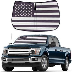 Upgrade Windshield Sun Shade with USA Flag for Ford F150 2015-2020, Foldable Windshield Sun Visor Blocks UV Rays