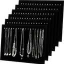 6 Pcs Black Velvet Necklace Display Stands with 17 Hooks, 14.6 x 11.8 Inch Jewelry Display Board for Selling, Boutique Vendors, Pop Up Shop and Chain Storage