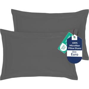 Royale Linens Pillow Shams 2 Pack Euro Size 26x26 Inch - Brushed 1800 Microfiber - Bed Pillow Shams, Wrinkle Resistant Super Soft and Cozy - Back Overlap Closure - Oxford Pillowcase (Euro, Grey)