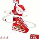 Christmas Tree Ski Slope - Automatic Animated Santa Climbing Stairs Track with LED Light, 3 or 5 Characters Christmas Indoor Playset for Tabletop & Under Tree (1PC)