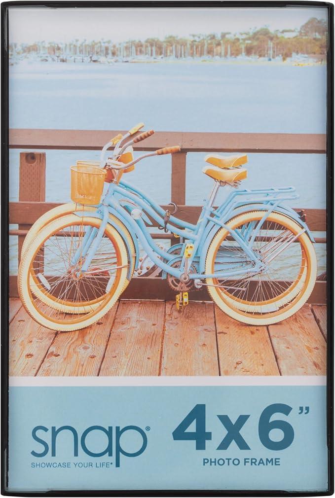 Snap - 4"x6" Black Front Loading - Narrow Wall Photo Frame - Perfect for Showcasing Memories in Style - Versatile and Durable Design for Home or Office Décor - Rectangular Wall Mount