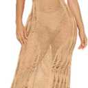 Eddoyee Women Swimsuits Cover Ups Sleeveless Knitted Dress Long Beach Swimwear Sexy Causal Bikini Coverup (Khaki) One size