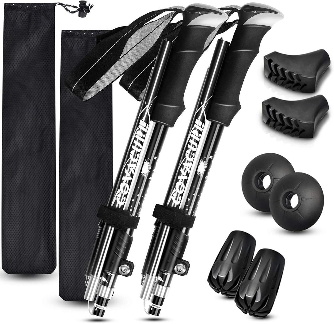 Covacure Trekking Poles Collapsible Hiking Poles - 2 Pack Aluminum Alloy 7075 Trekking Sticks with Quick Lock System, Telescopic, Collapsible for Hiking, Camping