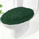 Chenille Elongated Toilet Seat Cover 19.5"x 15" Machine Washable Solid Toilet Lid Cover Adjustable Rubber Backing Fits Only 18-19.5" L x 14-16" W Elongated Toilet Seat