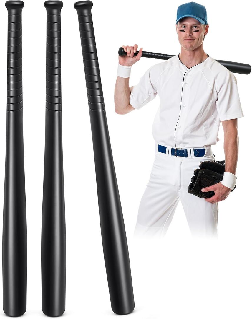 Liliful 3 Pieces Plastic Baseball Bat 29.5 Inch Solid Lightweight Plastic Bat with Molded Grip Handle for Practice Festival Gift Party Decoration
