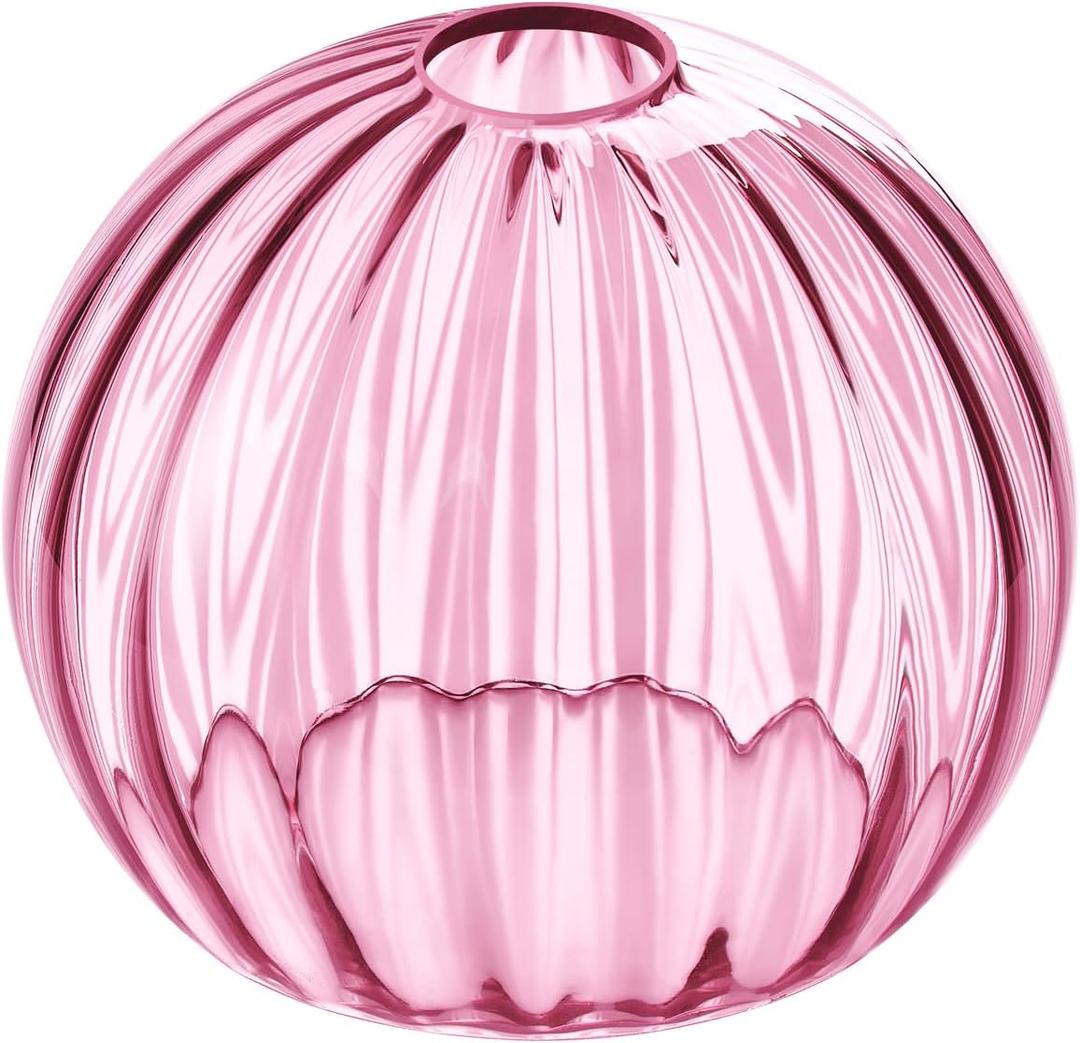 Clear Glass Shade,Replacement Globe & Cover for Lighting Fixture, 8" Diameter, Replacement with 1.65 Inch Fitter for Wall Lamps Chandeliers or Ceiling Light (1, 8Inch - Pink Glass)