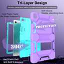 CCMAO Case for Samsung Galaxy Tab A9+ Case 11 Inch 2023 Model (SM-X210/X216/X218), Heavy Duty Shockproof Hybrid Three Layer Protective Cover, Purple+Green