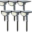 Solar Spot Lights Outdoor IP68 Waterproof, Ultra-Bright PerformanceSimple Modes for Easier Operation, Auto On/OffSolar Powered Landscape Lights for Garden, Yard, Pathway (Cool White, 6 Pack)
