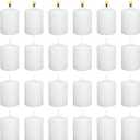 White Votive Candles Long Burn Time Unscented Candles Votives Bulk Pack of 24 Small Pillar Candles
