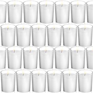 flamecan (Set of 48) Votive Candles, Unscented White Wax, for Wedding, Birthday, Party, Spa, Holiday, Home Decoration (15 Hour Burn Time)