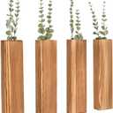 SwallowLiving 4-Pack Wood Wall Planters with 16 Removable Faux Artificial Eucalyptus Stems, Boho Farmhouse Wall Decor for Living Room, Bedroom, Bathroom and Office