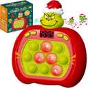 Upgraded Pop Push Game Toy for Kids, Quick Fast Push Pop Puzzle Handheld Game Light up Fidget Toy 8-12, Bubble Sensory Toys Christmas Stocking Stuffers Birthday Gifts for Kids Ages 3-12 (Christmas Green Monster)