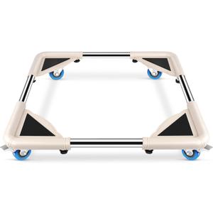 SPACECARE Mini Fridge Stand Mobile Roller, Adjustable Furniture Dolly with 4 Locking Wheels, Heavy Duty Washing Machine Base, Universal Appliance Pedestal for Dryer and Refrigerator- Off White
