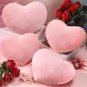Queekay 4 Pcs Valentine Heart Pillow Cute Plush Cushion Toy Valentine Throw Heart Shaped Pillow Decorative Stuffed Plush Toy for Friends Bed Chair Sofa Cars(Pink)