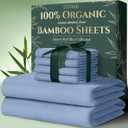 DECOLURE 100% Organic Viscose Derived from Bamboo Sheets Queen Size 6pcs - Ultra Soft & Luxuriously Cooling, 17" Deep Pocket, Double Stitching, Perfect for Hot Sleepers - Queen Bed Sheets (Light Blue)