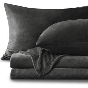 BEDELITE Flannel Sheets Twin Size Dark Gray - Super Soft Fleece Sheets Set Fluffy Extra Plush, 3 Piece(Include Fitted Sheet, Flat Sheet, 1 Pillowcase)