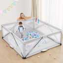 Foldable Baby Playpen, Yobear Playpen for Babies and Toddlers with 50 PCS Ocean Balls & 2 Handles, Indoor & Outdoor Kids Safety Play Pen Area, Portable Travel Play Yard (Grey, 79"  71")