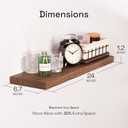 BAOBAB WORKSHOP Wood Floating Shelves Set of 2 - Rustic Shelf 24 inch - Floating Shelf for Wall Mounted - Wide Wooden Wall Shelves for Living Room Bedroom Kitchen Bathroom - Walnut - 24D x 6.7W