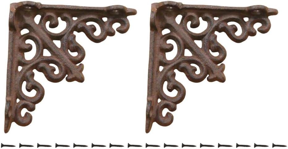 2 Antique Style Shelf Brace Wall Bracket Cast Iron Brackets Small 3 3/4" X 3 3/4"
