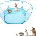 Small Animals Playpen, Portable Pop-up Open Interactive Pet Tent, Indoor Outdoor Fence for Rabbits, Guinea Pig, Hamster, Chinchillas, Kittens, Puppies (Blue)