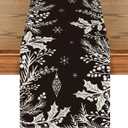 Artoid Mode Black Holly Pine Branches Leaves Christmas Table Runner, Seasonal Winter Kitchen Dining Table Decoration for Home Party Decor 13x72 Inch