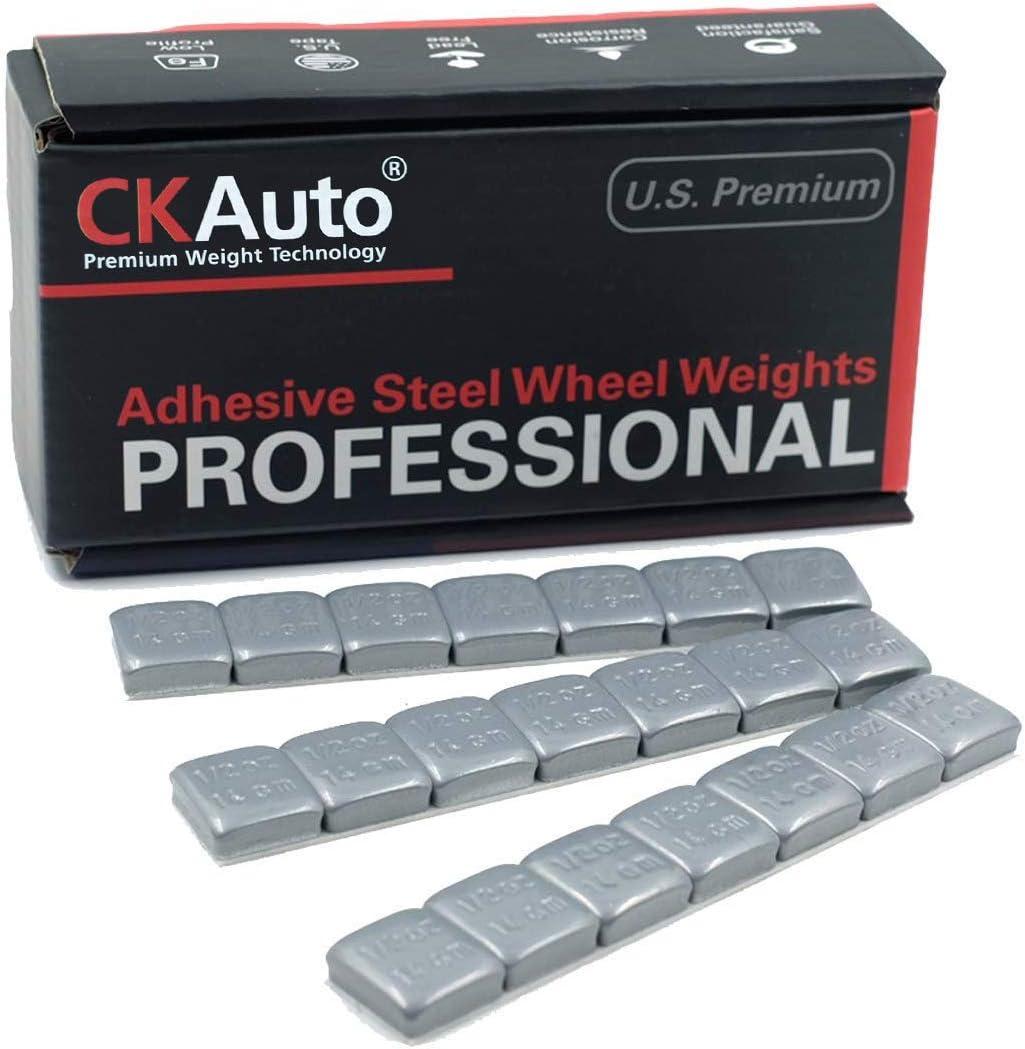 CKAuto 1/2oz, 0.5oz, Grey, Adhesive Stick On Wheel Weights, 63 oz/ 4 lb/Box, OE Quality, (126pcs)