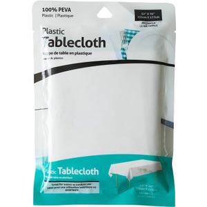 Jacent White Rectangular Table Cloth, 100% Peva Plastic Tablecloth: Rectangular, 52 x 70 Inch: 1 Pack