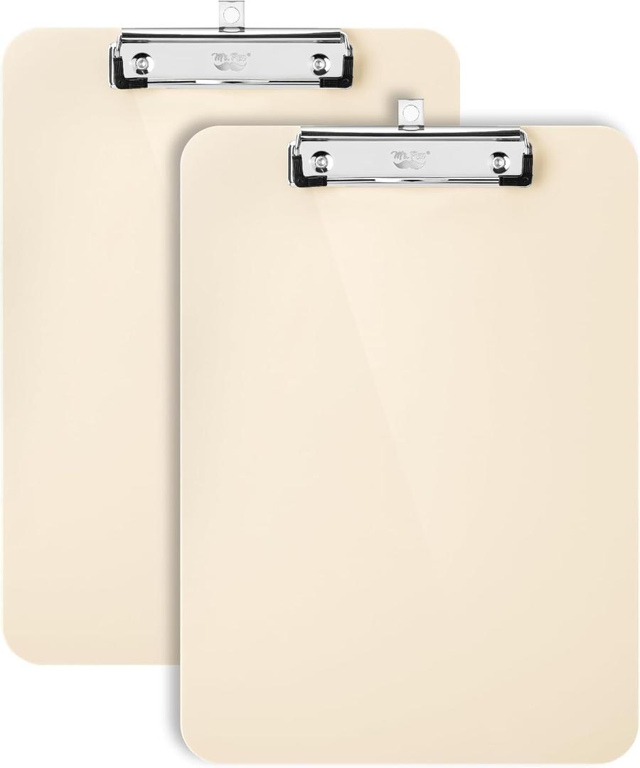 Mr. Pen- Plastic Clipboard, 12.5" x 9", 2 Pack, Clipboard Plastic, Low-Profile Metal Clip with Retractable Hanging Hole (Ivory)