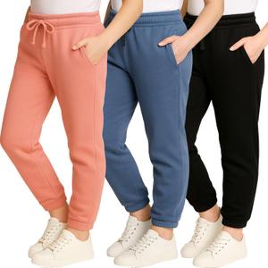 Real Essentials 3 Pack: Girls' Sweatpants - Active Fleece Jogger Pants (Size: 7-16) (L)