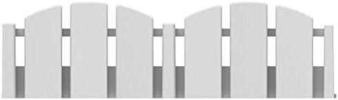 EasyFlex No-Dig Landscape Edging with Anchoring Spikes, 4.5 in. Tall Decorative Adirondack Wood-Look Fence Garden Border, 15 Foot Kit, White (3600WT-15C-6)
