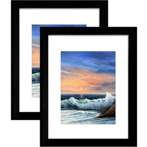 LUCKYLIFE 16x20 Frames, Picture Frames for Wall, Display Pictures 11x14 with Mat or 16x20 without Mat, Set of 2, Black