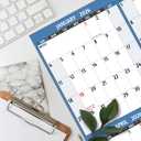 4 x 2026 Yearly Wall Calendar - Large Yearly Calendar 2026, Jan 2026 - Dec 2026, 25.2" x 38.2" (Open), 2026 Calendar, Large Wall Calendar 2026, Full Year Paper with Notes, Thicker Paper - Light blue