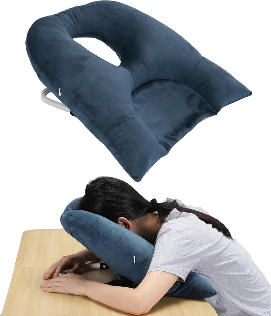 New Upgrade Face Down Pillow After Eye Surgery, Adjustable Height Prone Prone Pillow Face Down Sleep, Retina Lying Pillow, Eye Surgery Support Equipment, Blue