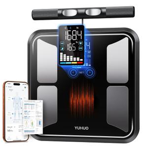 YUHUO Smart Scale for Body Weight, 8-Electrode Digital Bathroom Scale with BMI, Body Fat, Muscle Mass, Segmental Full Body Composition Analyzer, 28 Metrics Bluetooth App Sync, FSA&HSA Eligible