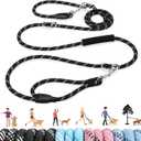 Lukovee Hands Free Dog Leash, 10FT Adjustable Training Lead 1/2 Inch Nylon Heavy Duty Lead No Pull for Large Medium Dogs, Tangle Free Reflective Waist-Leash for Walking Running, (DB, Plus Handle) (Black)