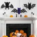 Halloween Bat Hanging Decorations - 3Pcs Honeycomb Bats for Indoor Spooky Party, Haunted House Decor, Halloween Window Decorations Black & Purple 
