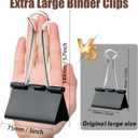 18 Pack 3 Inch Jumbo Binder Clips, Extra Large Binder Clips Heavy Duty Paper Clamps for Office and Home Supplies, Black