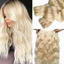 Smartinnov Hand Tied Human Hair Weft Sew In Extensions 22Inch 120Grams #1B Natural Black Straight Remy Human Hair Hand Tied Weft Hair Extensions Double Weft Sew In Hair Bundles (22 Inch)
