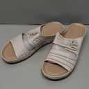 HARENCE Sandals for Women Wedge Slides: Comfortable Summer Beach Platform Shoes with Flowers Dressy Memory Foam Slip On Slide Sandals Size 42