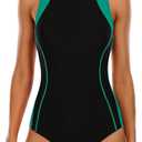 CharmLeaks Women Athletic One Piece Swimsuit Racerback Sport Lap Swimming Suits Swimwear Training Slimming Bathing Suit (X-Large, 1#d Green)